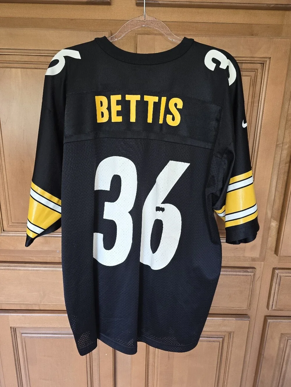 Nike Black and Yellow Men's Football Jersey #36 Bettis